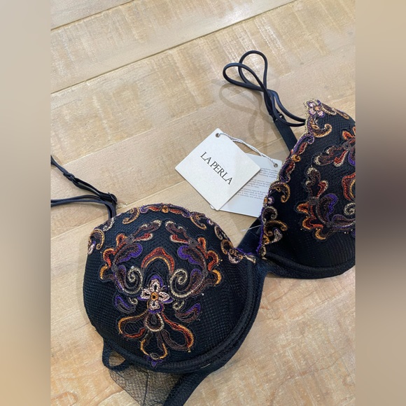 LA PERLA Paisley Embroidered Demi Padded Bra 34C - Picture 3 of 12
